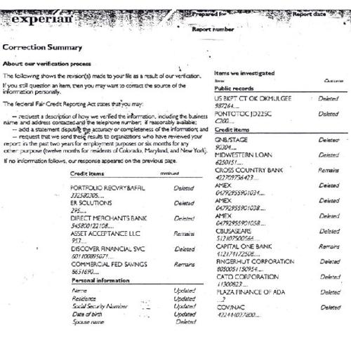 experian credit repair example