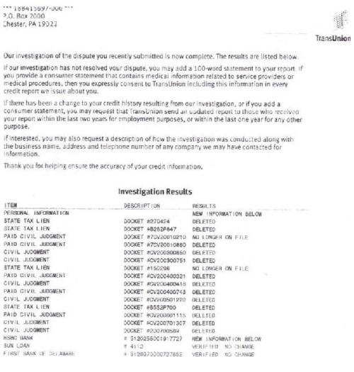 transunion credit report repair